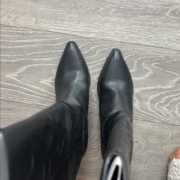 Steve Madden Black Tall Cowboy Boots - Picture 2 of 8
